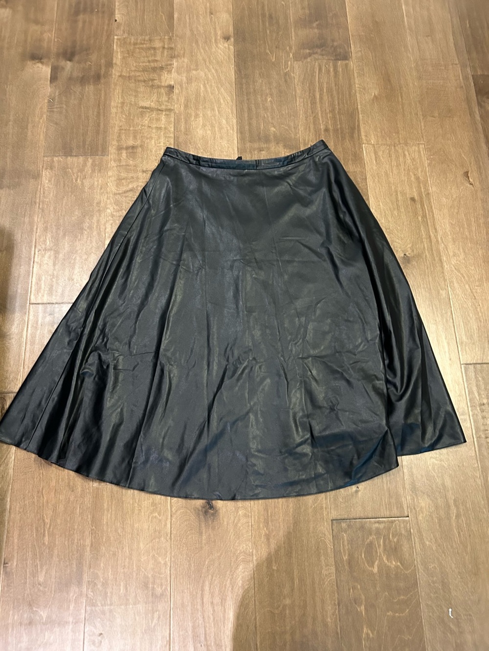 Akris Punto black vegan leather midi/ maxi circle skirt 12 - Picture 3 of 9